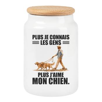 The More I Love My Dog: Humor and Passion - Cookie Jar with Wooden Lid - white - Front
