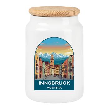 Innsbruck Austria Vintage-Reiseplakat-Kunst - Keksdose mit Holzdeckel - Weiß - Vorne