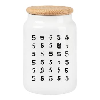 Motif de mosaïque numéro 5 - Boîte à biscuits avec couvercle en bois - blanc - Devant