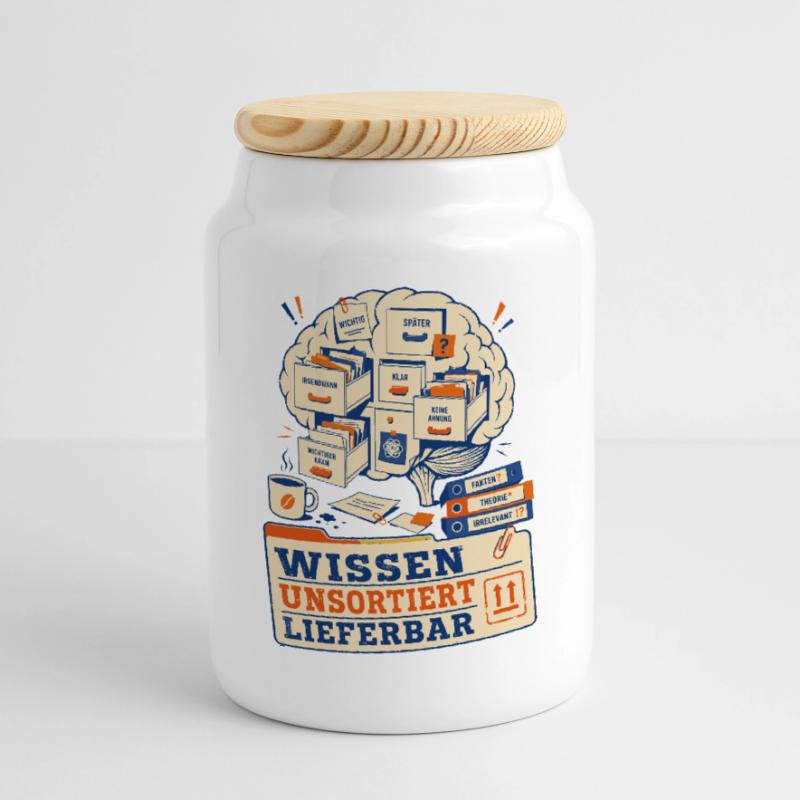 Knowledge available unsorted Cookie Jar with Wooden Lid