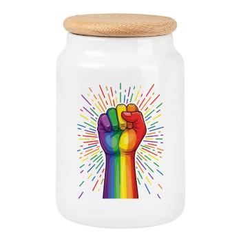 Mois de la Fierté LGBTQ - Fiers ! L’amour, c’est l’amour - Boîte à biscuits avec couvercle en bois - blanc - Devant
