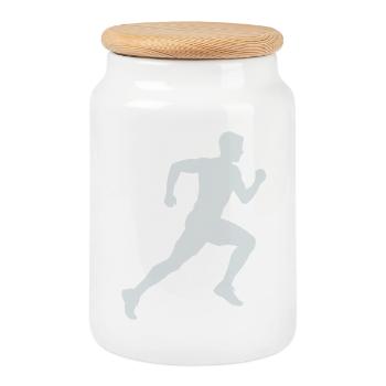 Lauf Silhouette Sprint - Keksdose mit Holzdeckel - Weiß - Vorne