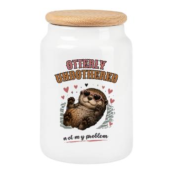 Otterly Indifférent, ce n’est pas mon problème - Boîte à biscuits avec couvercle en bois - blanc - Devant