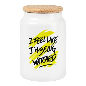 Watched - Cookie Jar with Wooden Lid - white - Front