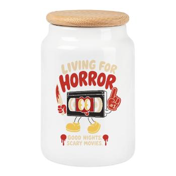 Living For Horror Movies - Cookie Jar with Wooden Lid - white - Front