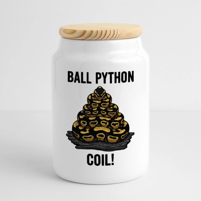 Royal Python Ball Python Coil Reptile Pyramid Cookie Jar with Wooden Lid