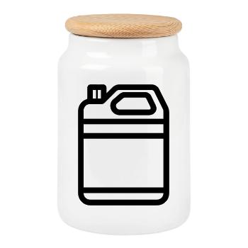bidon - Boîte à biscuits avec couvercle en bois - blanc - Devant