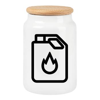 Gas can - Cookie Jar with Wooden Lid - white - Front