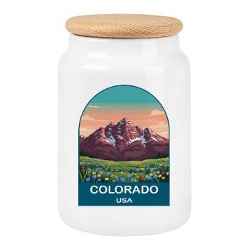 Colorado USA Vintage Travel Poster Art - Cookie Jar with Wooden Lid - white - Front