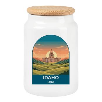 Art d’affiches de voyage vintage Idaho USA - Boîte à biscuits avec couvercle en bois - blanc - Devant