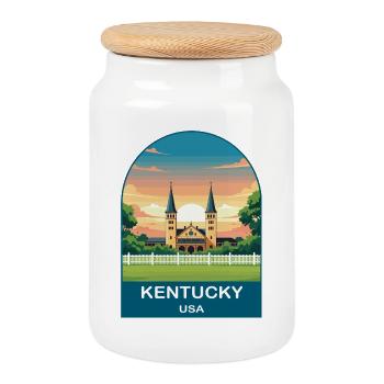 Art d’affiches de voyage vintage Kentucky USA - Boîte à biscuits avec couvercle en bois - blanc - Devant