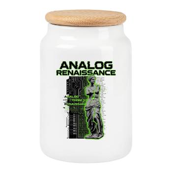 Analog Renaissance Cyberpunk - Keksdose mit Holzdeckel - Weiß - Vorne