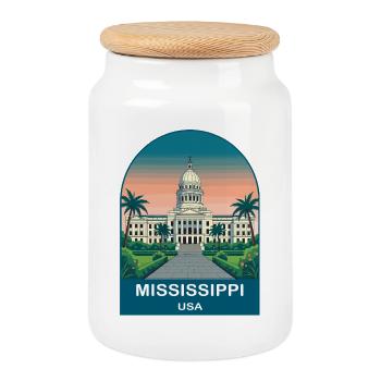 Affiche de voyage vintage Mississippi USA - Boîte à biscuits avec couvercle en bois - blanc - Devant