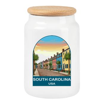 Affiche de voyage vintage de Caroline du Sud USA - Boîte à biscuits avec couvercle en bois - blanc - Devant