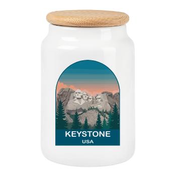 Art vintage de voyage Keystone USA - Boîte à biscuits avec couvercle en bois - blanc - Devant