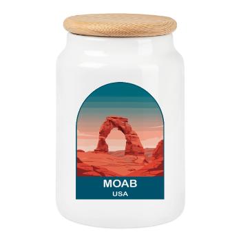 Moab USA Vintage-Reiseposter-Kunst - Keksdose mit Holzdeckel - Weiß - Vorne
