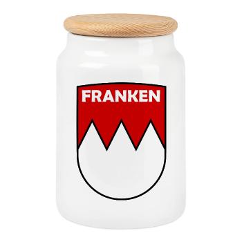 Franken Crest Logo - Keksdose mit Holzdeckel - Weiß - Vorne