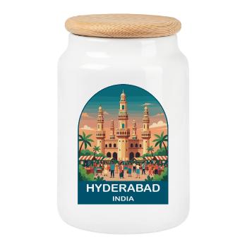 Hyderabad India Charminar Vintage Travel Design - Boîte à biscuits avec couvercle en bois - blanc - Devant