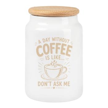 Ein Tag ohne Kaffee ist Frag mich nicht - Keksdose mit Holzdeckel - Weiß - Vorne