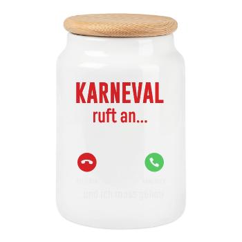 Karneval Ruft An Und Ich Muss Gehen Handy Anruf - Keksdose mit Holzdeckel - Weiß - Vorne