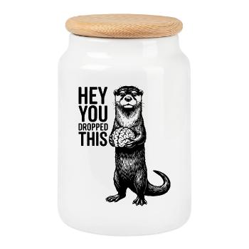 Otter Gehirn Hey You Dropped This Sarkasmus Lustig - Keksdose mit Holzdeckel - Weiß - Vorne