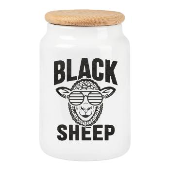 Schwarzes Schaf Cooles Retro Statement  - Keksdose mit Holzdeckel - Weiß - Vorne