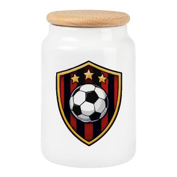Schwarzrot Shield Fußballstern - Keksdose mit Holzdeckel - Weiß - Vorne