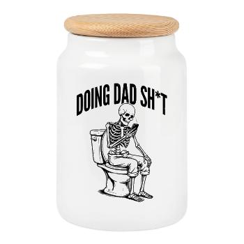 Toilettes squelettes faisant des trucs de papa qui disent des trucs drôles - Boîte à biscuits avec couvercle en bois - blanc - Devant