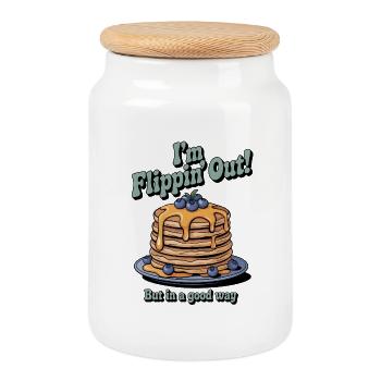 Flippin Out Pancakes – Sweet Chaos - Cookie Jar with Wooden Lid - white - Front