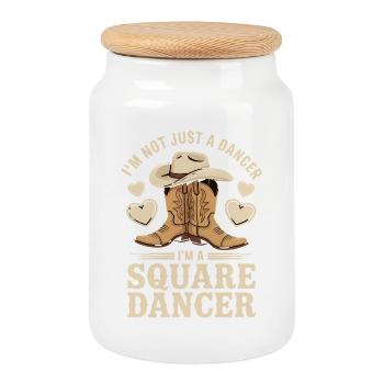 Square Dancing Square Dance Gift - Cookie Jar with Wooden Lid - white - Front