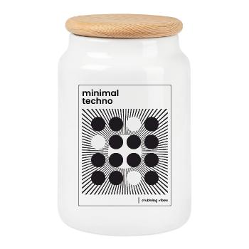 Affiche Minimal Techno - Boîte à biscuits avec couvercle en bois - blanc - Devant