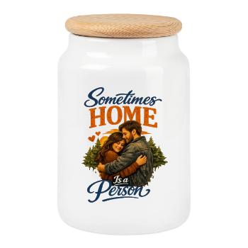 Parfois, le foyer est une personne sincère romantique - Boîte à biscuits avec couvercle en bois - blanc - Devant