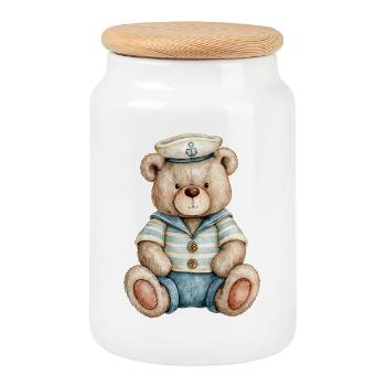 Bär als Matrose - Keksdose mit Holzdeckel - Weiß - Vorne