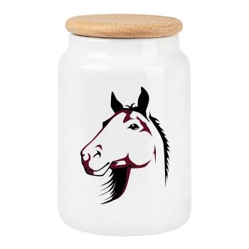 Pferd | Horse | Pferdekopf | reiten - Boîte à biscuits avec couvercle en bois - blanc - Devant
