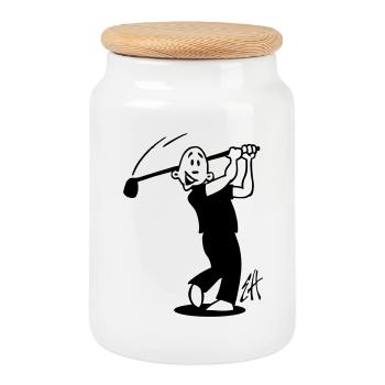 Golf - Boîte à biscuits avec couvercle en bois - blanc - Devant