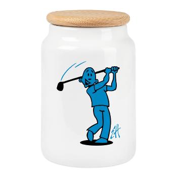 Swing into Laughter: Golf Design - Cookie Jar with Wooden Lid - white - Front