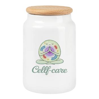 Self-care der Zelle, Meditation für Biologen - Keksdose mit Holzdeckel - Weiß - Vorne