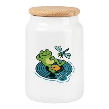 Groove & Lily - Cookie Jar with Wooden Lid - white - Front
