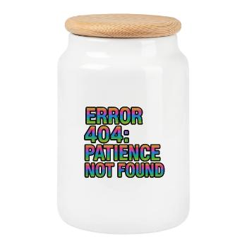 Error Meldung 404 Patience not found lustig - Keksdose mit Holzdeckel - Weiß - Vorne