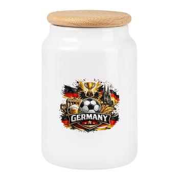 Germany Football 2026 – German Fan Design - Cookie Jar with Wooden Lid - white - Front