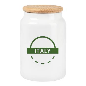 Italy Green Badge Retro Style - Cookie Jar with Wooden Lid - white - Front