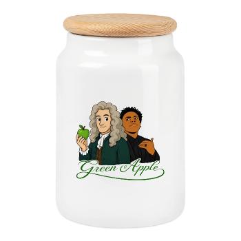 GREEN APPLE GREEN - Cookie Jar with Wooden Lid - white - Front