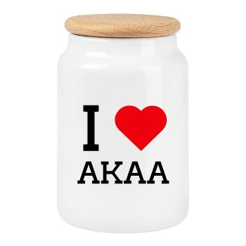 J’adore Akaa - Boîte à biscuits avec couvercle en bois - blanc - Devant