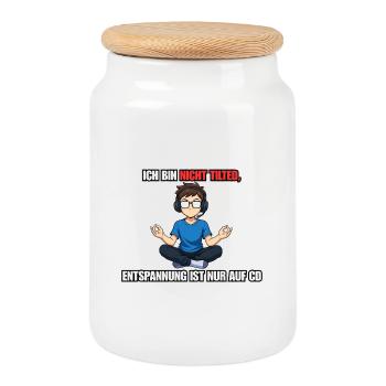 Non Tilted Gamer Saying Design - Cookie Jar with Wooden Lid - white - Front