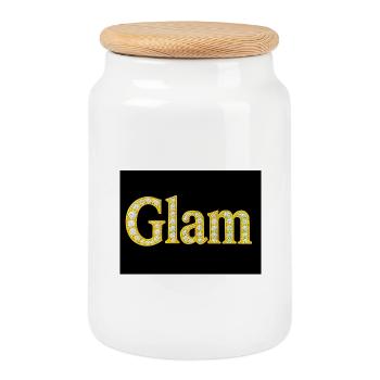 Glam Diamant Buchstaben - Keksdose mit Holzdeckel - Weiß - Vorne
