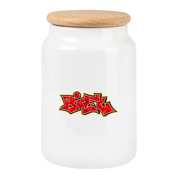 Biel Bienne Graffiti - Boîte à biscuits avec couvercle en bois - blanc - Devant