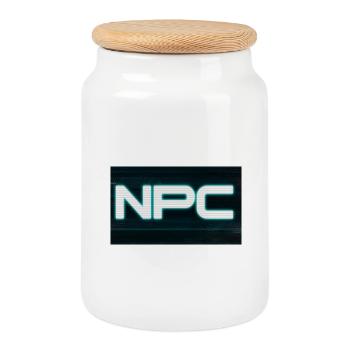 Neon NPC Glitch Stil - Keksdose mit Holzdeckel - Weiß - Vorne