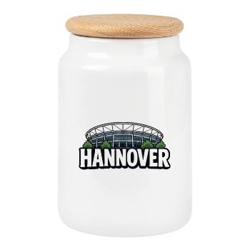 Hannover 1896 Stadium - Cookie Jar with Wooden Lid - white - Front