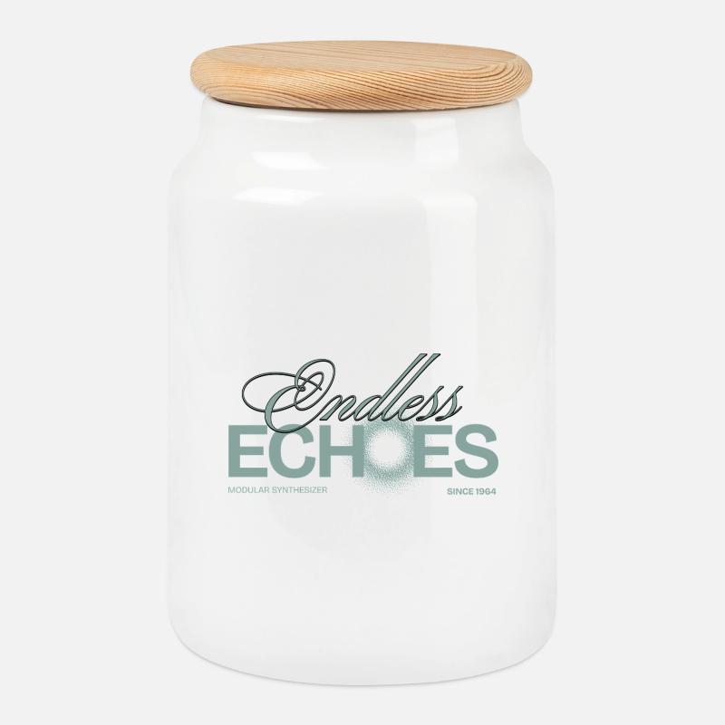 Synthesizer Modular Addicted Endless Echoes - Cookie Jar with Wooden Lid - white