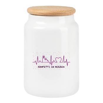 Confetti in the Heart - Rose - Boîte à biscuits avec couvercle en bois - blanc - Devant